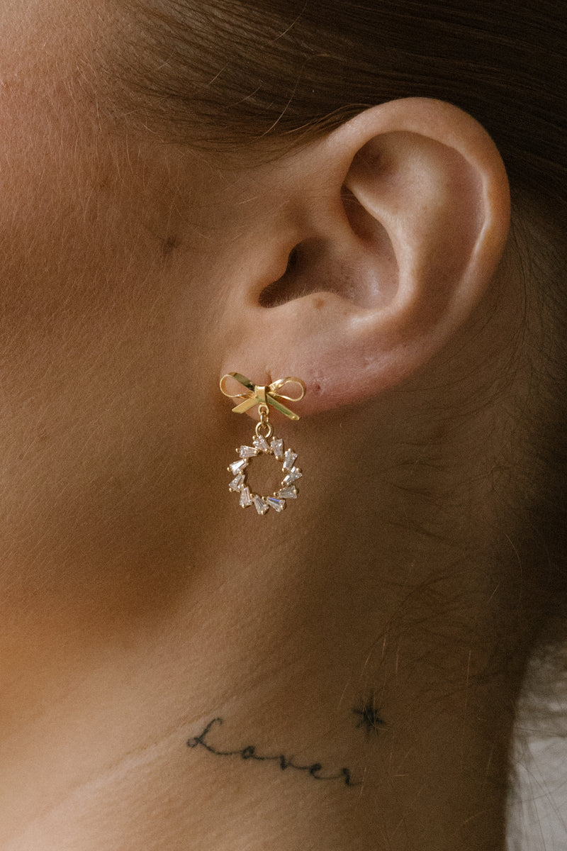 Crystal Mini Gold Bow Earrings