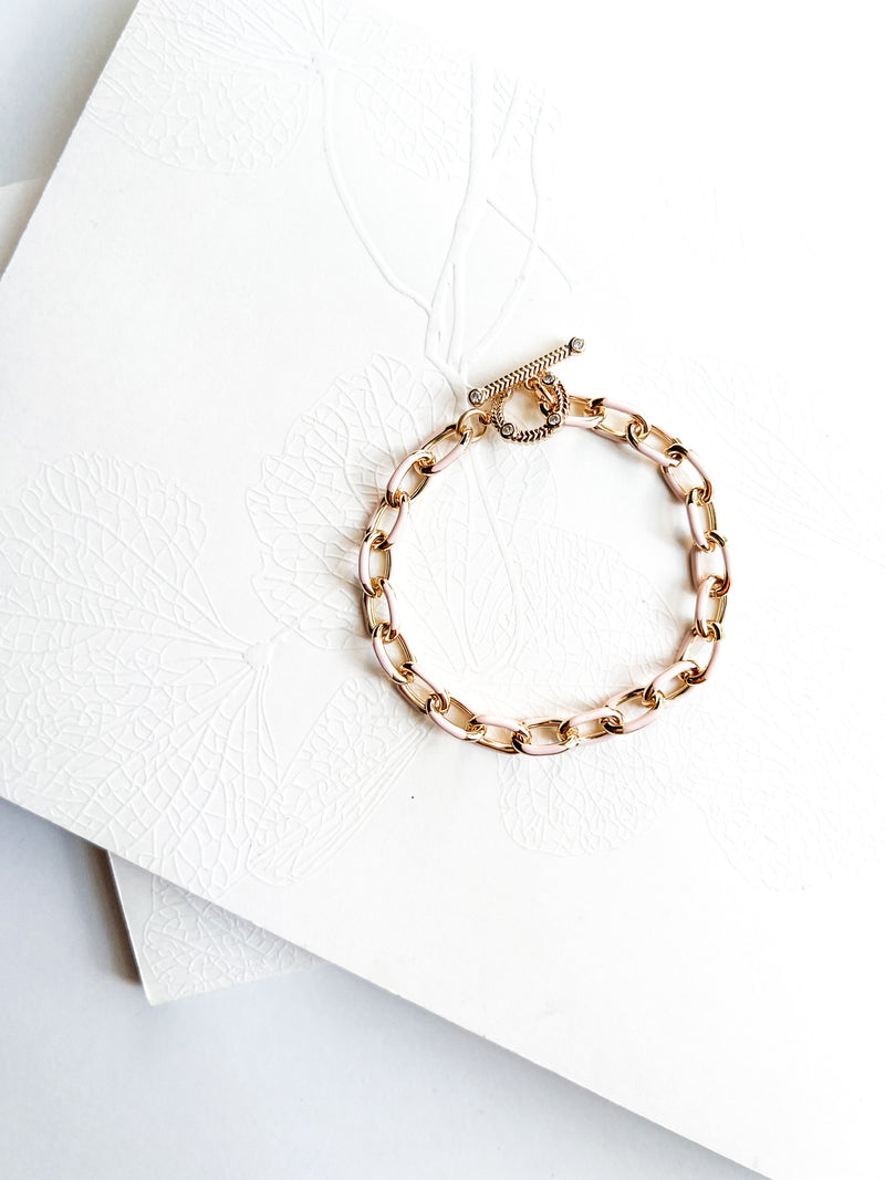 Seaside Paperclip Crystal Toggle Bracelet