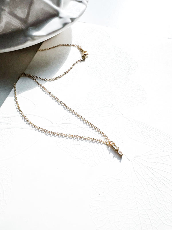 Crystal Solitaire 16K Gold Filled Necklace
