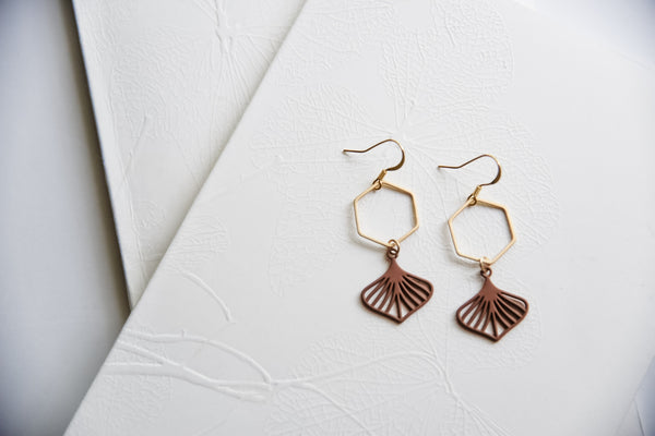 Rust & Gold Leaf Earrings