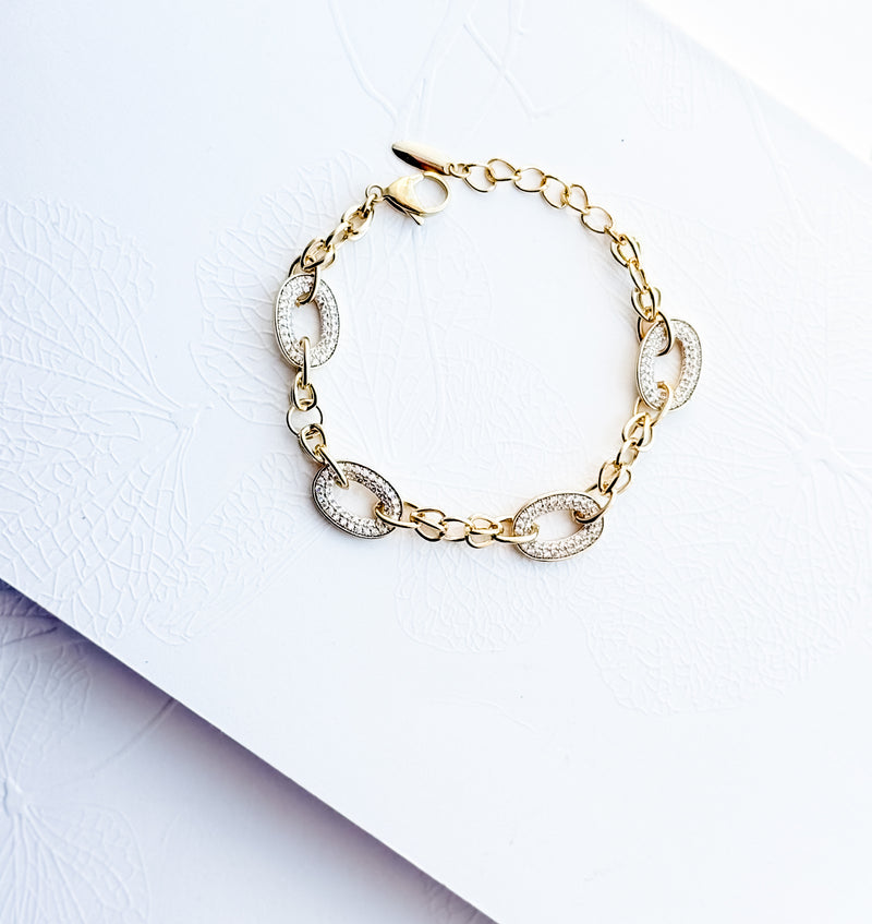 i　トュデイフル　Oval Chain Bracelet Oval Crystal Chain Bracelet – honeylou