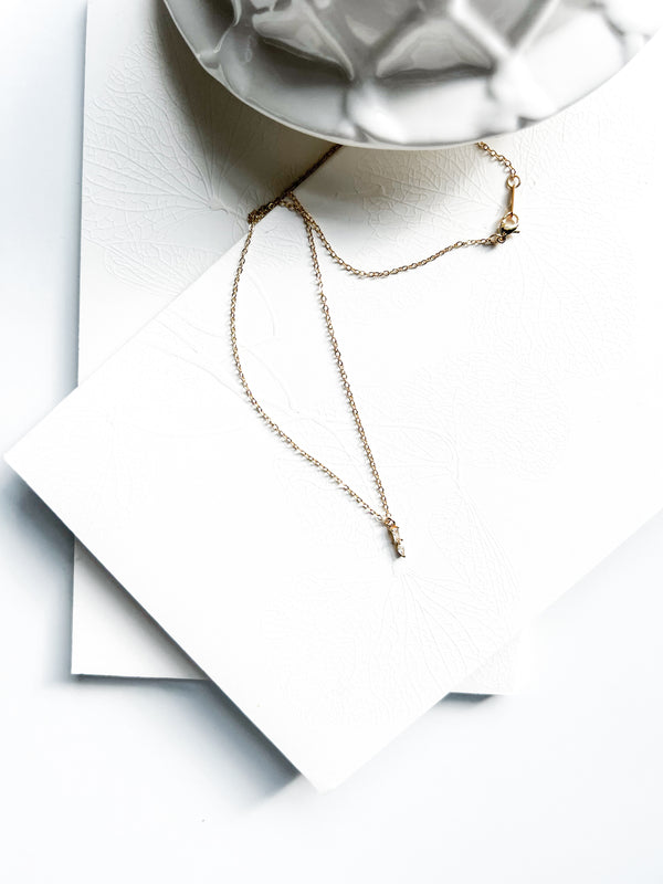 Crystal Solitaire 16K Gold Filled Necklace