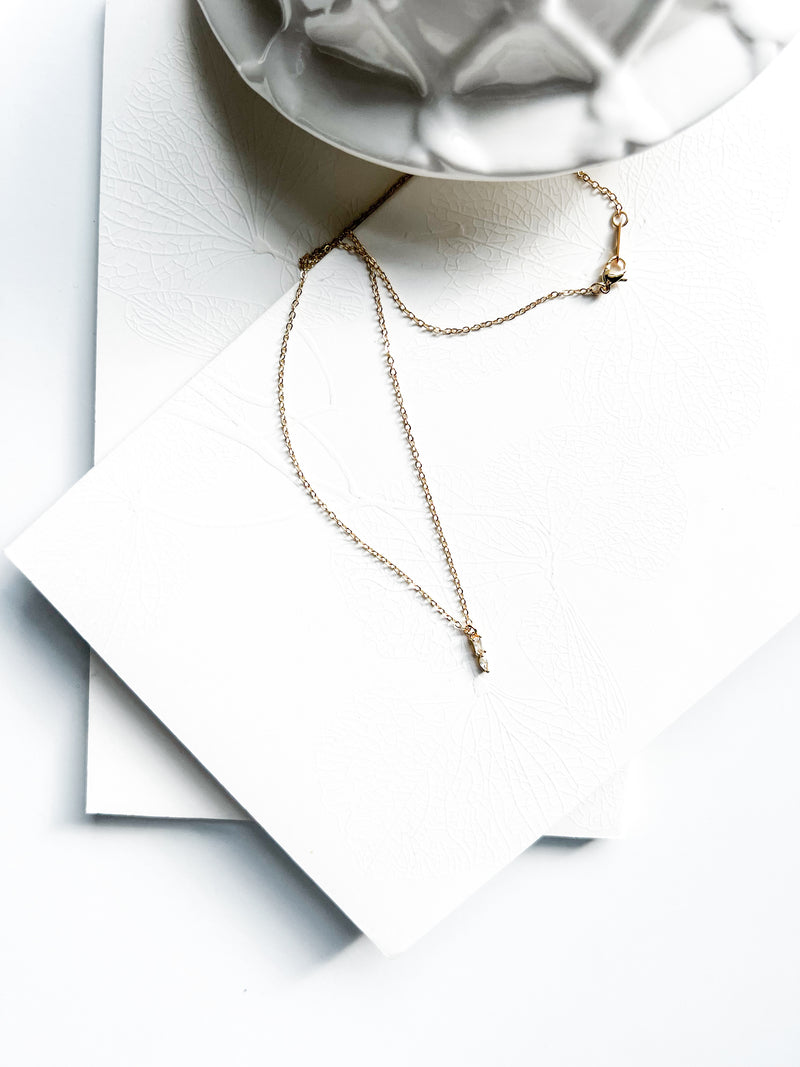 Crystal Solitaire 16K Gold Filled Necklace