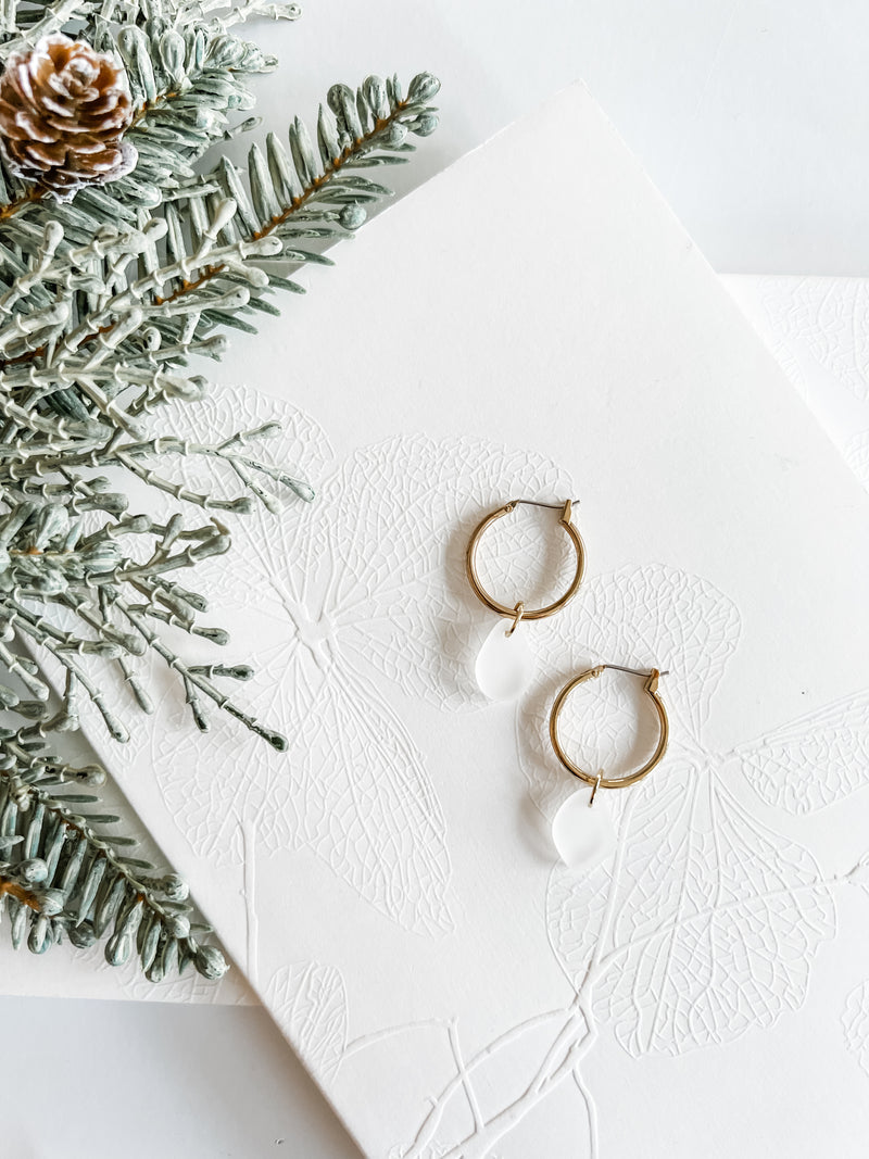 Holiday Clear Sea Glass Hoops