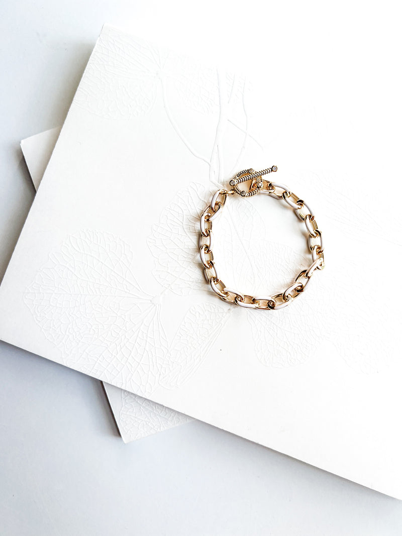 Seaside Paperclip Crystal Toggle Bracelet