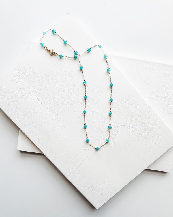 The Key West Turquoise & Gold Beaded Necklace