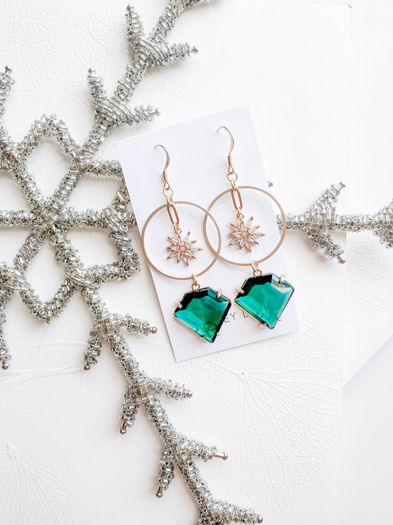 Luxe Emerald Star Earrings