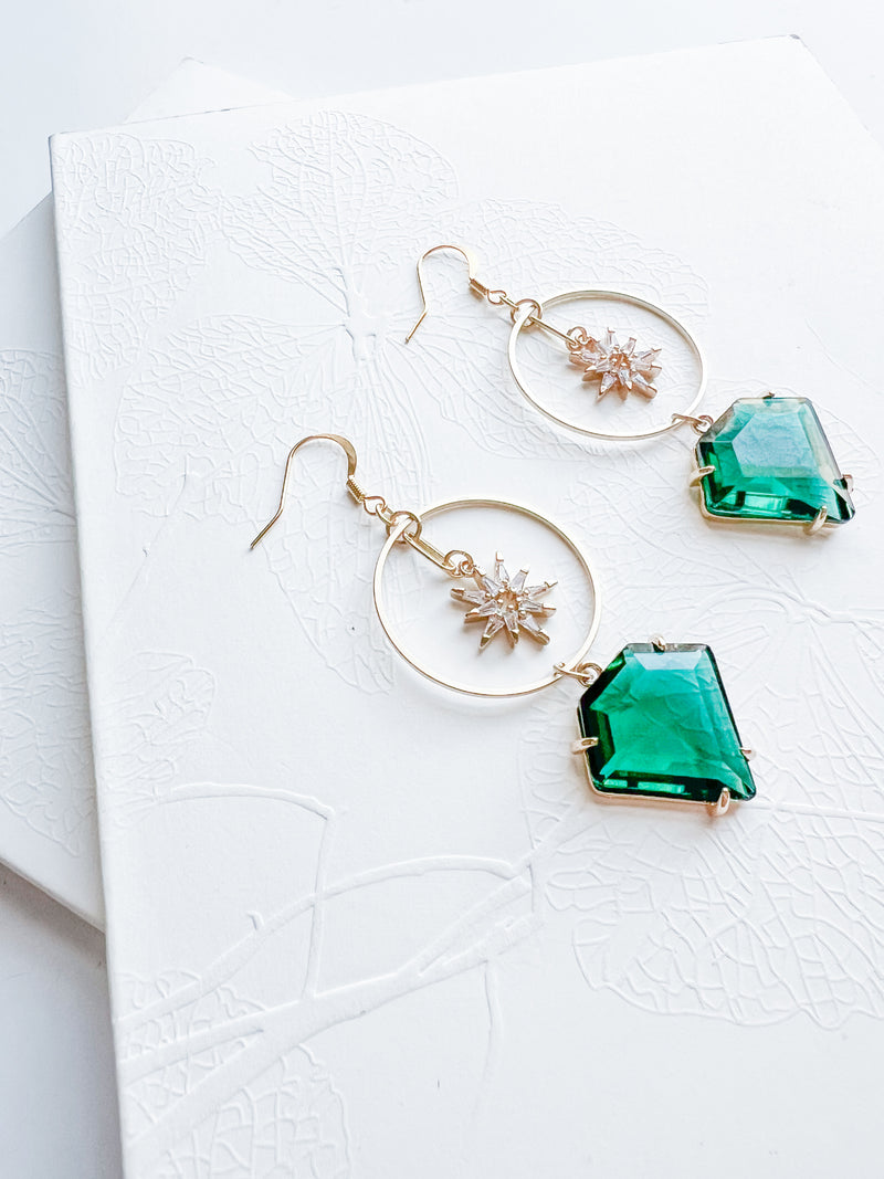 Luxe Emerald Star Earrings