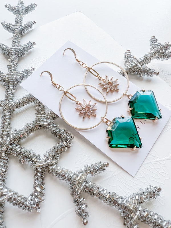 Luxe Emerald Star Earrings