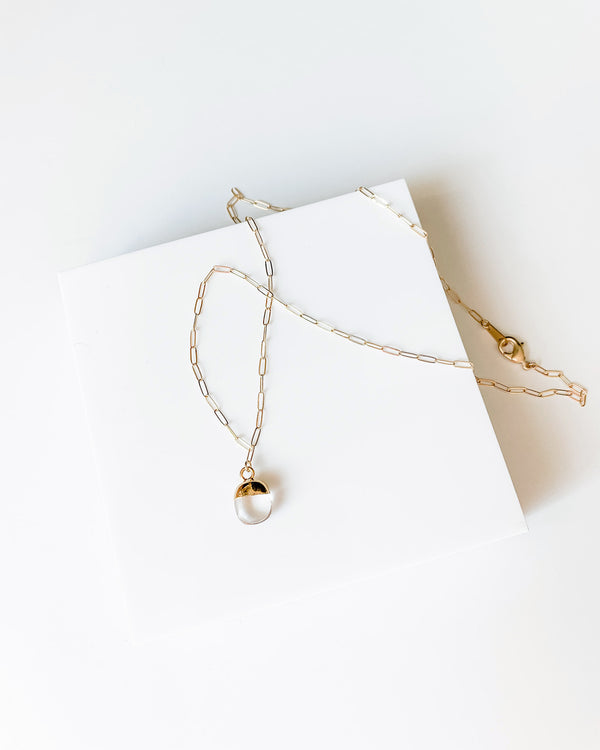 Quartz Gold Filled Paperclip Necklace